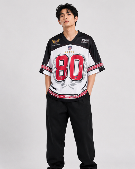 80 Independence Day Oversized Sports Jersey | Unisex Graphic Mesh T-Shirt