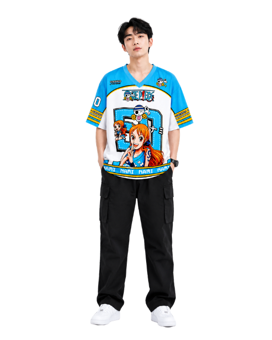 One Piece Nami Anime Oversized Jersey T-Shirt | Half Sleeve Graphic Tee