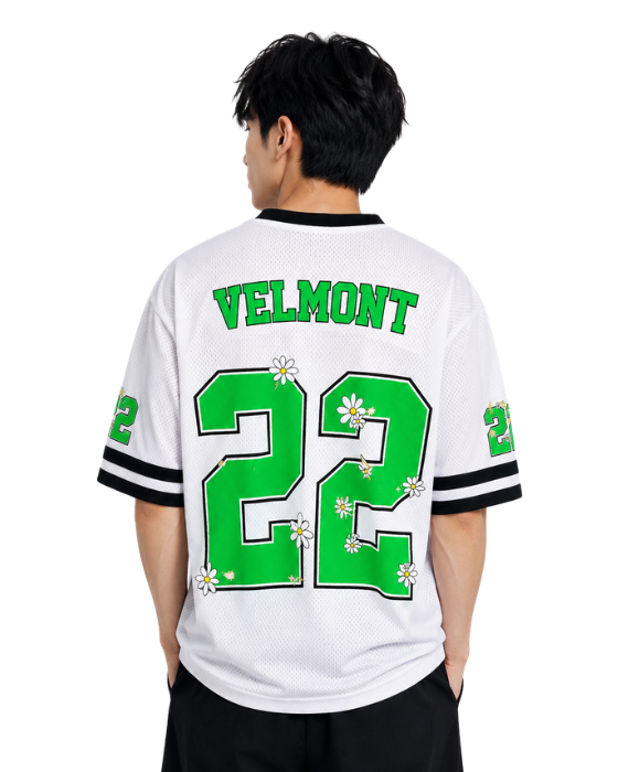 Velmont 22 Daisy Mesh Jersey – Unisex Oversized Sports T-Shirt