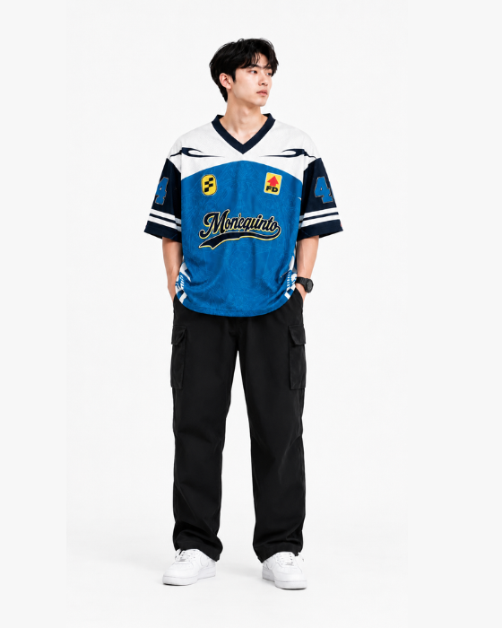 Montfort Premium Sports Jersey – Blue & White Half Sleeve Athletic T-Shirt