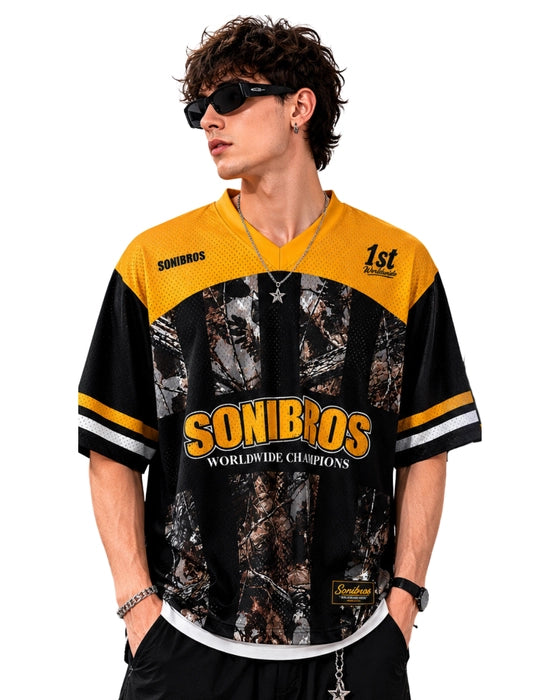 Worldwide Champions Mesh Sports Jersey – Black & Gold Camo Edition