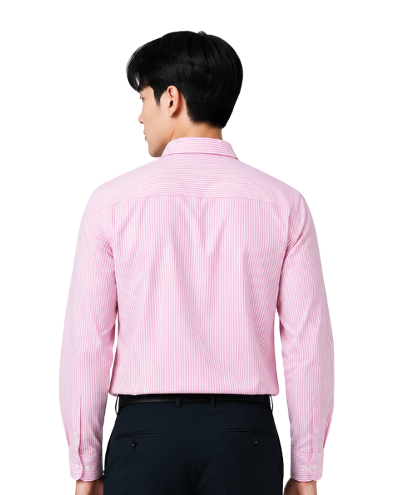 Men's Premium Pink Pinstripe Oxford Cotton Formal Shirt | Slim Fit | Full Sleeve | Business & Casual Wear