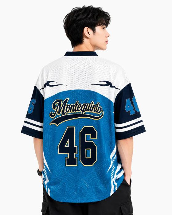 Montfort Premium Sports Jersey – Blue & White Half Sleeve Athletic T-Shirt