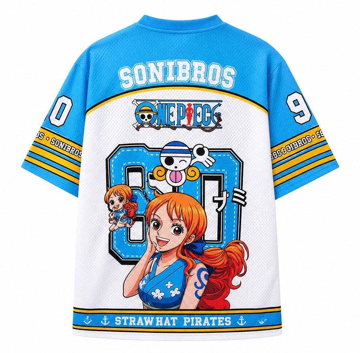 One Piece Nami Anime Oversized Jersey T-Shirt | Half Sleeve Graphic Tee