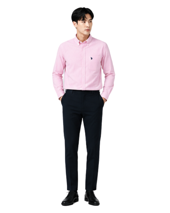 Men's Premium Pink Pinstripe Oxford Cotton Formal Shirt | Slim Fit | Full Sleeve | Business & Casual Wear