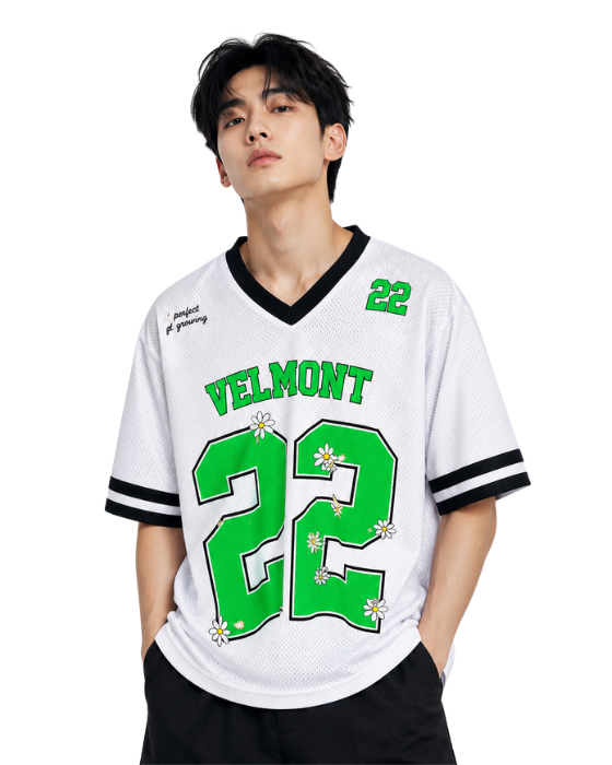 Velmont 22 Daisy Mesh Jersey – Unisex Oversized Sports T-Shirt