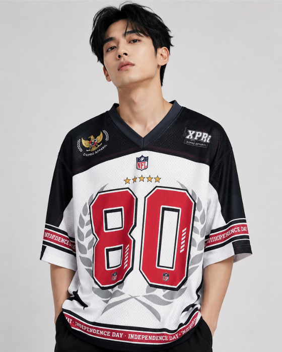 80 Independence Day Oversized Sports Jersey | Unisex Graphic Mesh T-Shirt