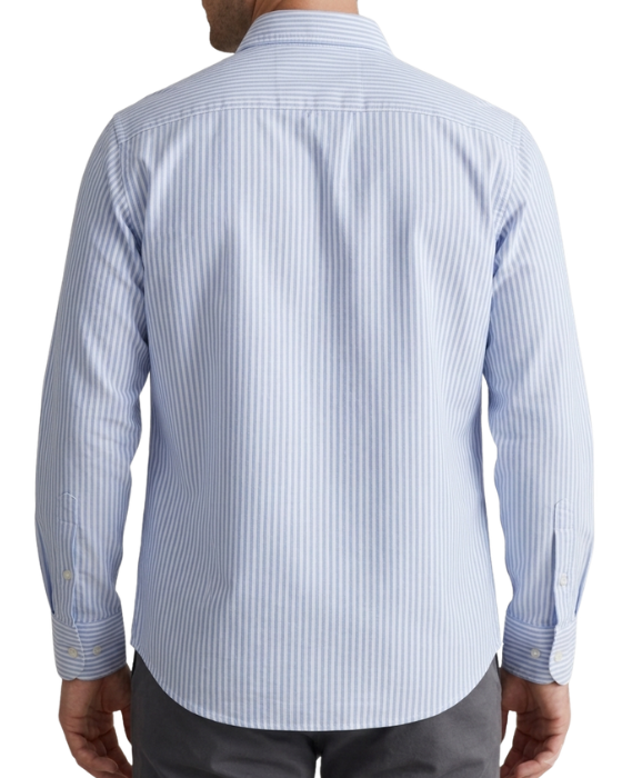 Men's Light Blue Vertical Striped Oxford Cotton Dress Shirt