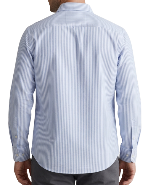 Men's Light Blue Vertical Striped Oxford Cotton Dress Shirt