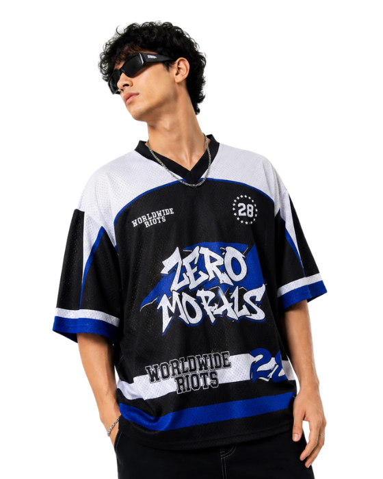 Zero Moris Oversized Streetwear Jersey T-Shirt | Unisex Graphic Mesh Tee