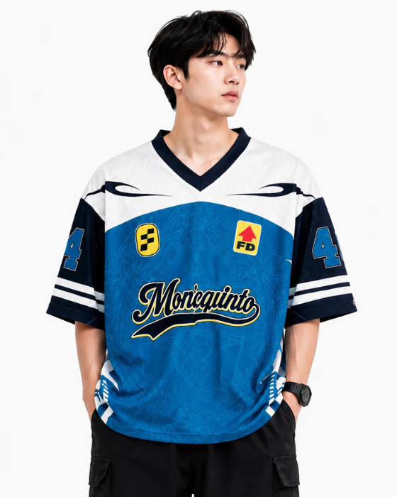 Montfort Premium Sports Jersey – Blue & White Half Sleeve Athletic T-Shirt
