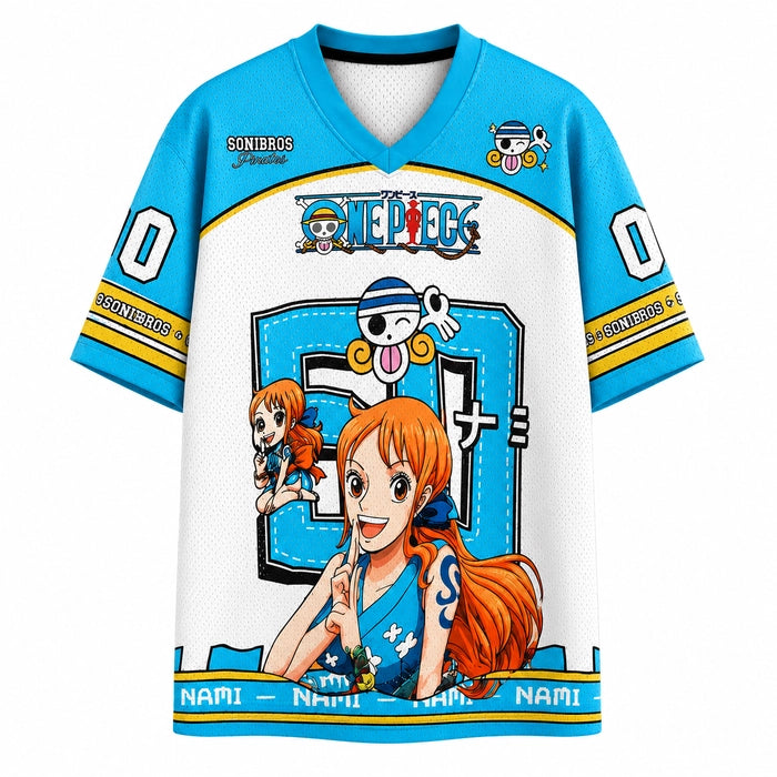 One Piece Nami Anime Oversized Jersey T-Shirt | Half Sleeve Graphic Tee