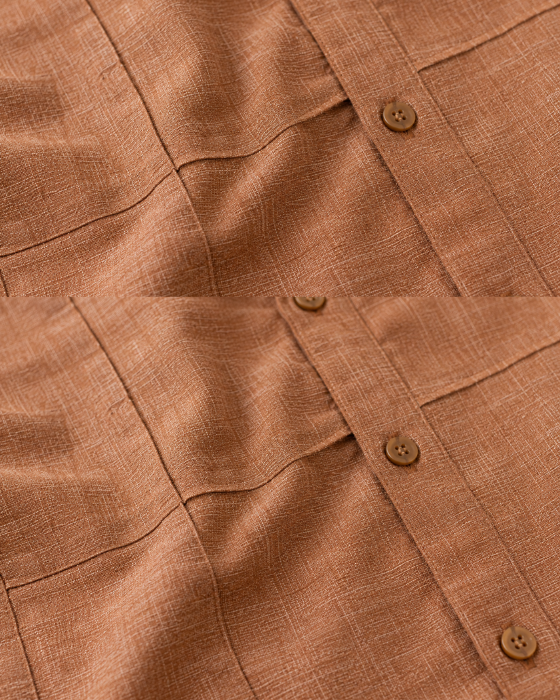 Men's Textured Cuban Collar Short Sleeve Casual Shirt – Premium Cotton Blend Summer Button-Up | Brown