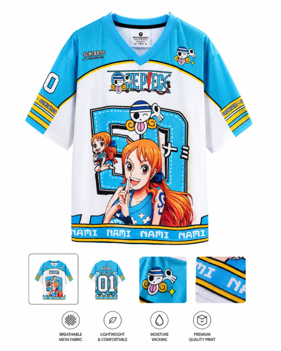 One Piece Nami Anime Oversized Jersey T-Shirt | Half Sleeve Graphic Tee