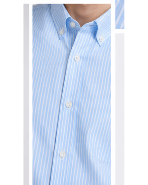 Men's Premium Sky Blue Pinstripe Oxford Cotton Formal Shirt | Slim Fit | Full Sleeve | Classic Office & Casual Wear