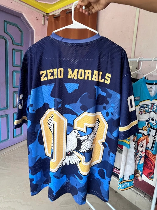 Zero Morals 03 Oversized Jersey T-Shirt | Unisex Streetwear Mesh Tee