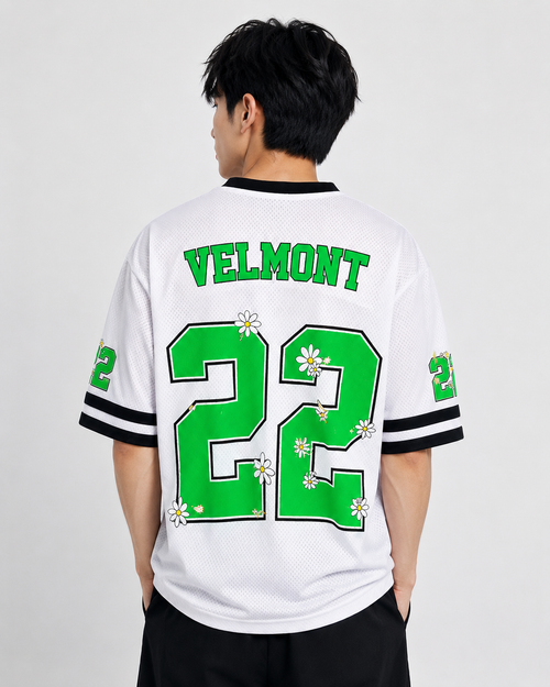 Velmont 22 Daisy Mesh Jersey – Unisex Oversized Sports T-Shirt