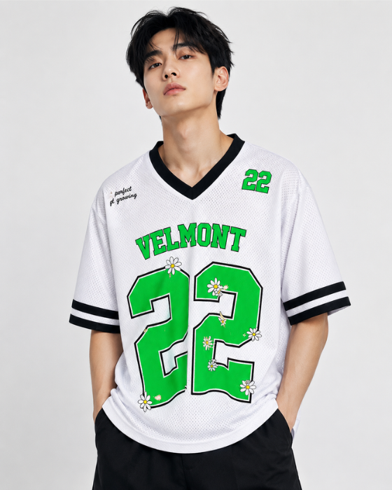 Velmont 22 Daisy Mesh Jersey – Unisex Oversized Sports T-Shirt