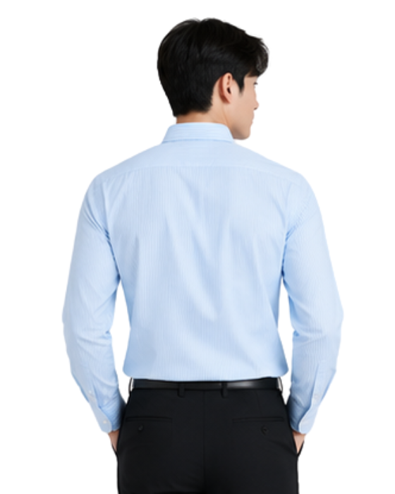 Men's Premium Sky Blue Pinstripe Oxford Cotton Formal Shirt | Slim Fit | Full Sleeve | Classic Office & Casual Wear
