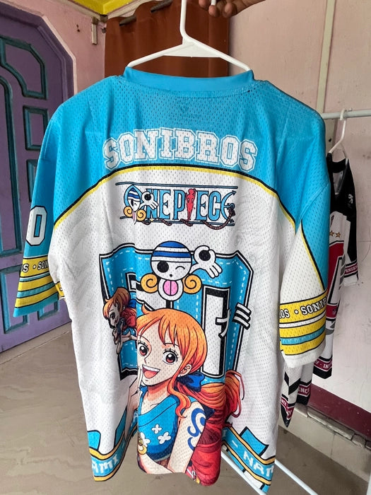 One Piece Nami Anime Oversized Jersey T-Shirt | Half Sleeve Graphic Tee