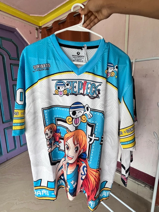 One Piece Nami Anime Oversized Jersey T-Shirt | Half Sleeve Graphic Tee